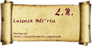 Leipnik Márta névjegykártya